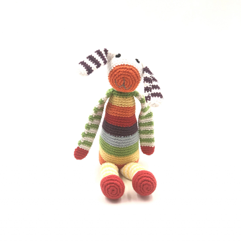 

Pebble Plush Bunny Rattle - Rainbow