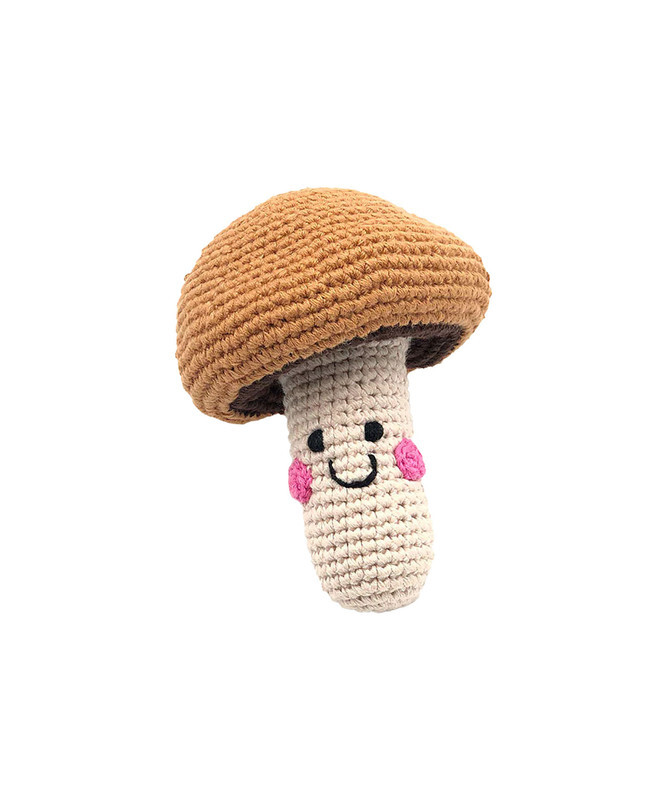 Friendly Plush Mushroom Rattle - Brown