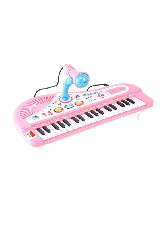 

Generic Kids Electronic Digital Piano Keyboard Musical Instrument Kit with Microphone, 37 Keys, Pink/White