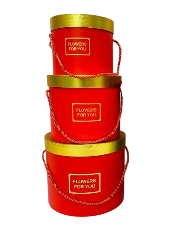 

Generic Luxury Rigid Gift Box Set with Lid & Ribbon, 3 Piece, Red
