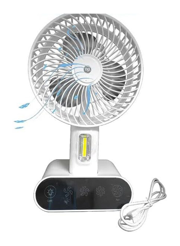 

Generic Duration Power Portable Rechargeable Fan with Light, DP-7624, White