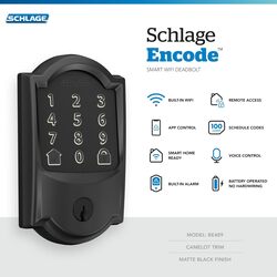 Schlage BE489WBCAM622 Encode Smart Wi-Fi Deadbolt with Camelot Trim in - Matte Black