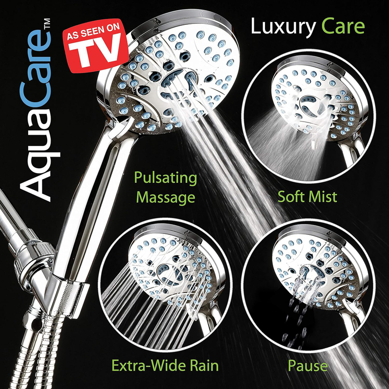 Hotel Spa AquaCare High Pressure 8-mode Handheld Shower Head, Silver