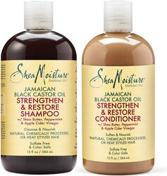 SHEA MOISTURE Strengthen, Grow & Restore Shampoo and Conditioner Set, Jamaican Black Castor Oil Combination Pack, 13 oz Shampoo & 13 oz. Conditioner