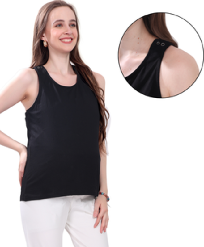 

TUMMY Maternity Nursing Tank Top - Black -L