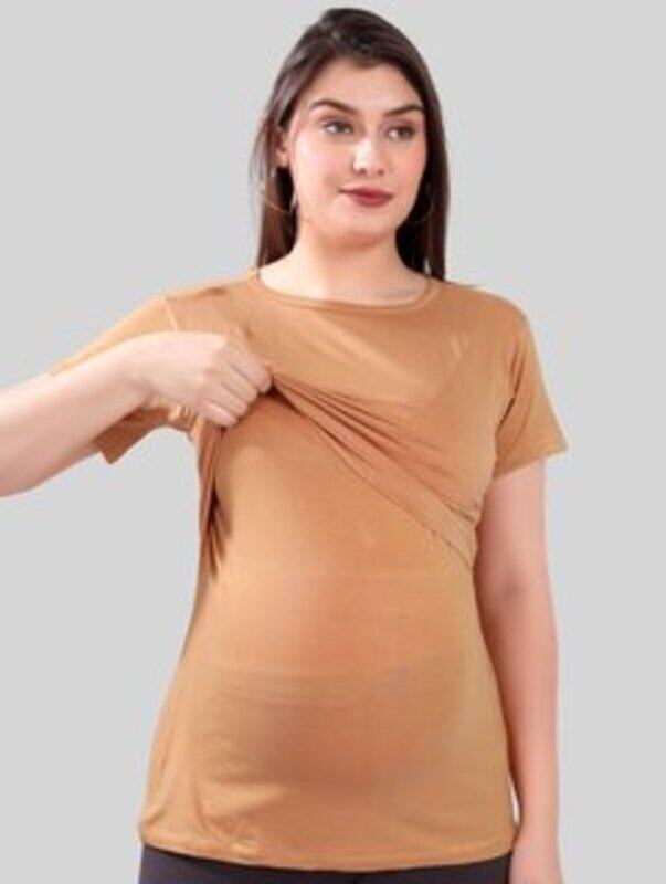 TUMMY Maternity Nursing Pull-On Top - Beige -XL