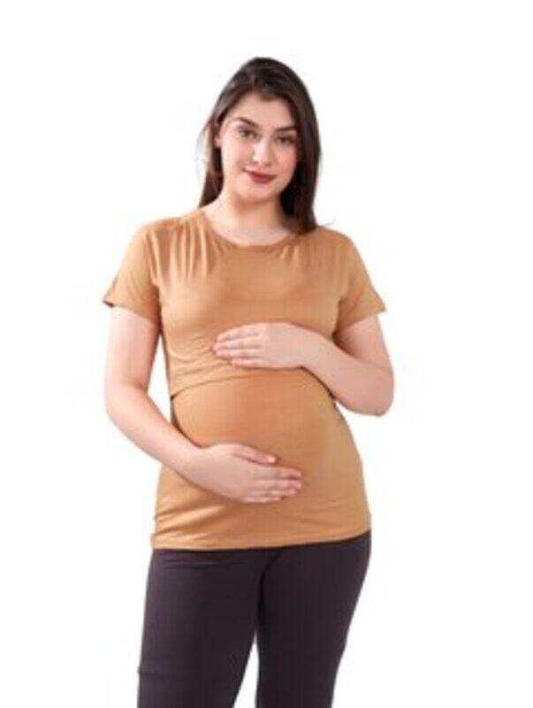 TUMMY Maternity Nursing Pull-On Top - Beige -XL