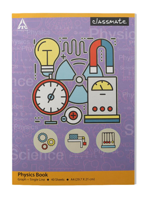 

Classmate Physic Notebook Graph + Single Line Notebook, 40 Sheets, 70 GSM, A4 Size, 6 Piece, Multicolour