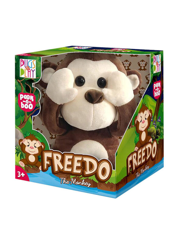 

Pugs at Play Peek a Boo Freedo Monkey Plush Toy, Brown,