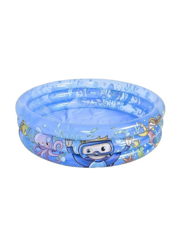 

Jilong Sun Club Sea World Inflatable Durable PVC 3-Ring Pool for Kids, 99 x 99 x 23cm, Blue