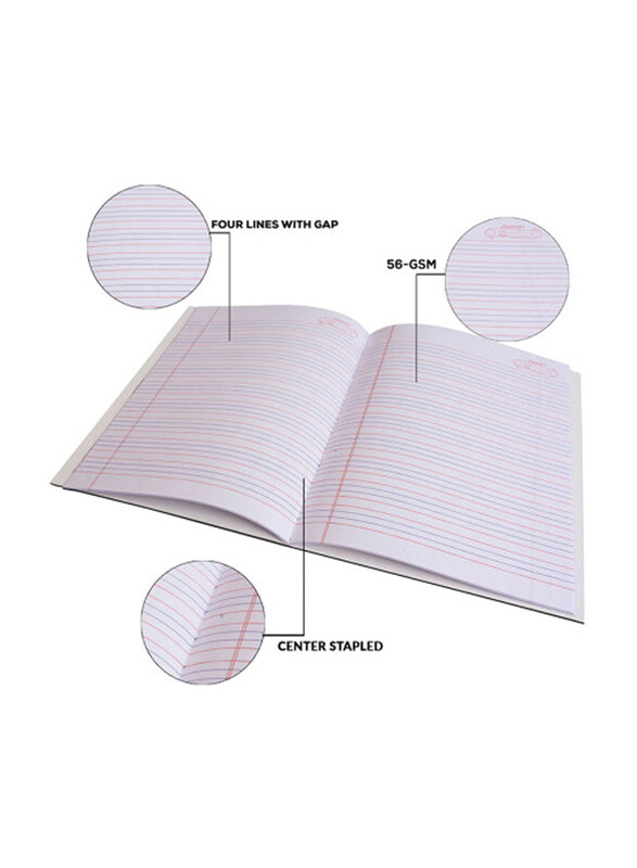 

Classmate Four Lines With Gap Exercise Book, 50 Sheets, 56 GSM, A4 Size, 12 Piece, White