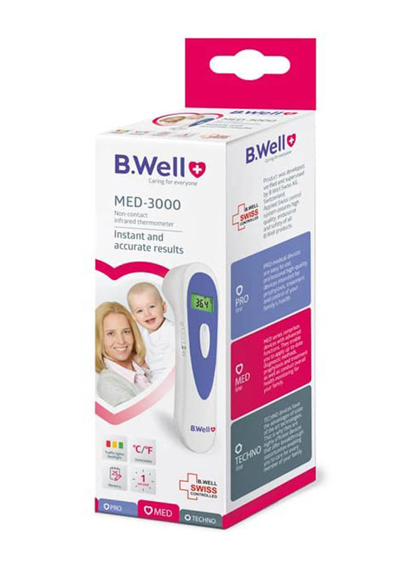 B.Well Non-Contact Infrared Digital Thermometer, MED-3000, White