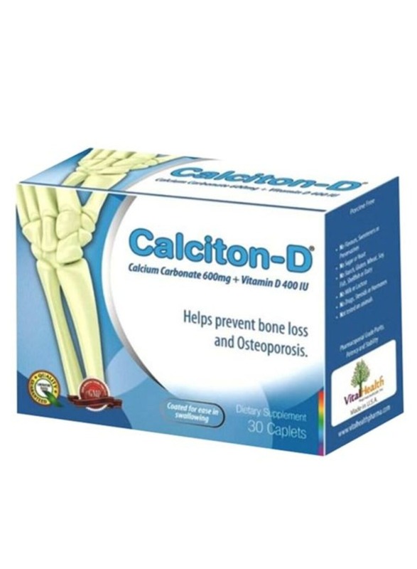 

Vital Health Calciton D Calcium Carbonate 600 Mg + Vitamin D 400 Iu 30 Caplets For Bone Health And Osteoporosis Prevention