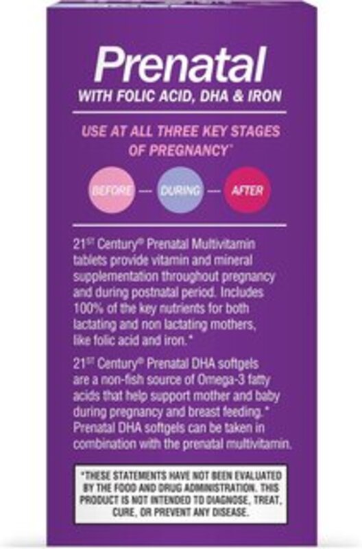 21st Century Prenatal M.V Tabs + DHA S.G - 120 Tablets