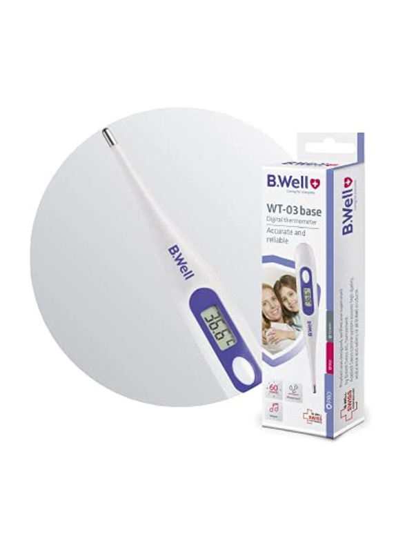 B.Well WT-03 Base Waterproof Digital Thermometer, White/Blue