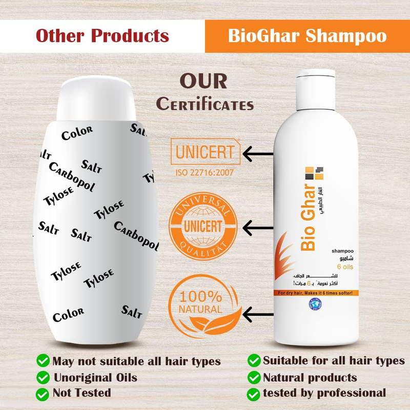 Bioghar 6 Natural Oils Shampoo for Dry Hair, 370ml