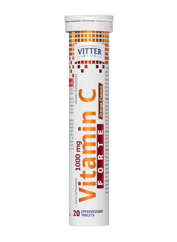 Vitter Blue Calcium + Vitamin C Effervescent Orange Tablets, 20 Tablets