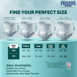 Friends Premium Adult Diaper Pants, Medium, 10 Pieces