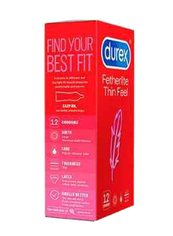 Durex Feel Thin Fetherlite Condoms, 12 Pieces