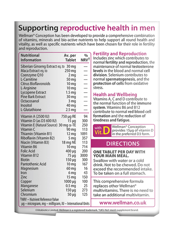 Vitabiotics Wellman Conception, 30 Tablets