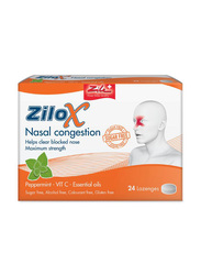 Zilox Peppermint Vitamin C Nasal Congestion, 24 Lozenges