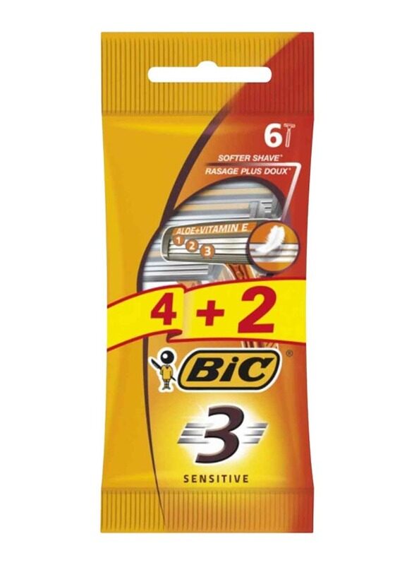 

BiC 3 Sensitive Men Shaver Pouch, 6 Pieces
