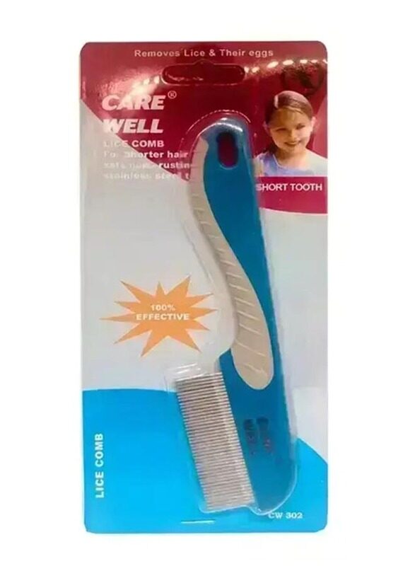 

Care Well Short Tooth Plastic Handle Lice Comb, 307, Blue/White