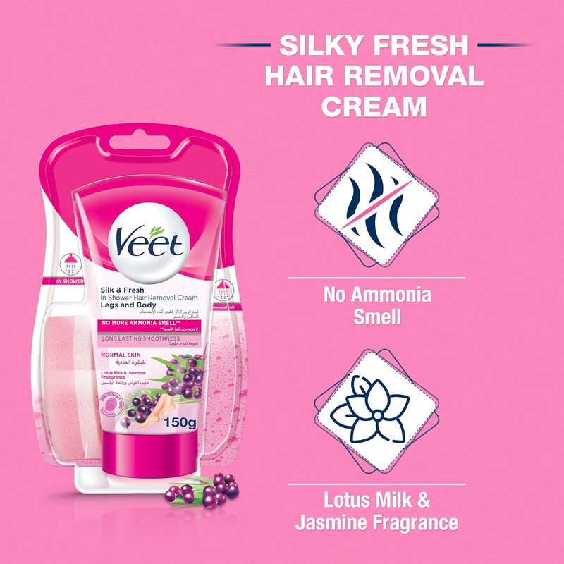 Veet Silk & Fresh In Shower Hair Removal Cream, 150gm