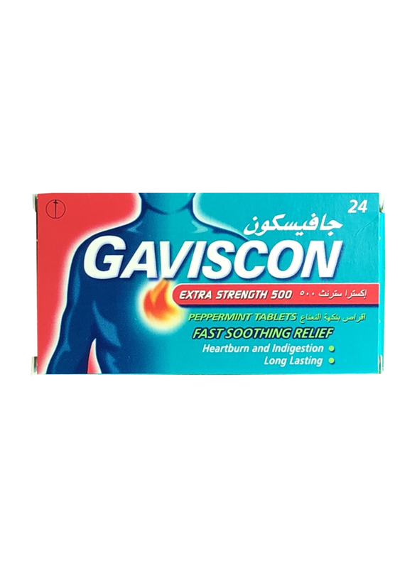 Reckitt Benckiser Gaviscon Extra Peppermint Tablets, 500mg, 24 Tablets