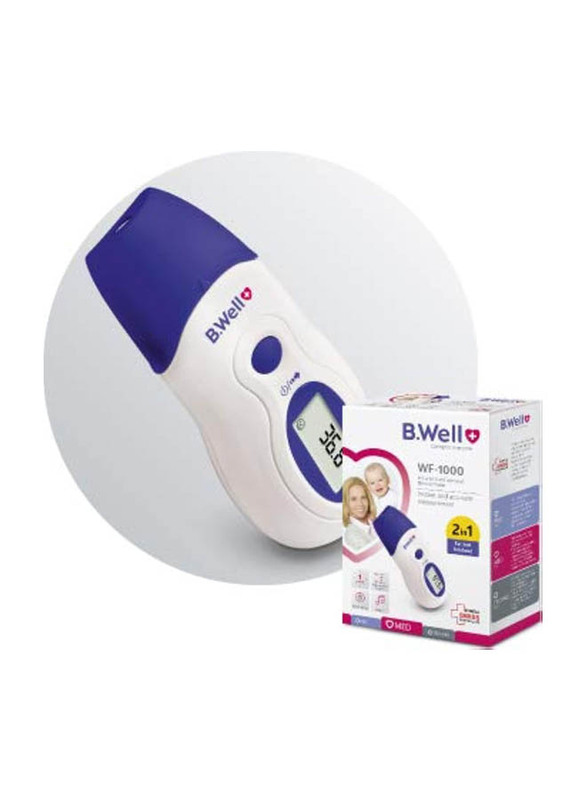 B.Well WF-1000 Infrared Ear & Forehead 2in1 Digital Thermometer, White