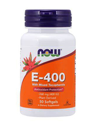 Now Foods E-400 with Mixed Tocopherols Dietary Supplement, 268mg, 50 Softgels