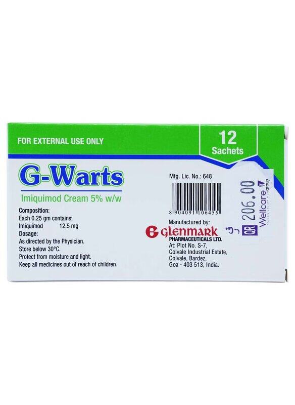 

Glenmark G-Warts 5% Cream 250Mg Sachets 12S