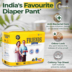 Friends Adult Diaper Dry Pants, Medium, 10 Pieces