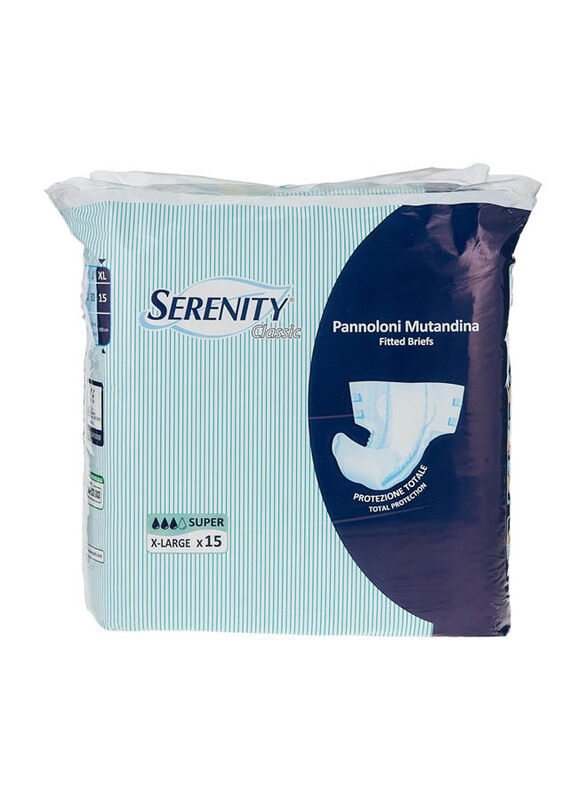 

Serenity Classic Fitted Briefs, Super, Extra Large, 15 Pieces