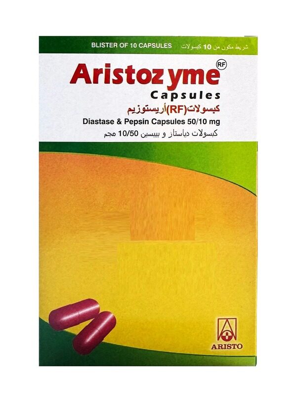 

Aristo Aristozyme 10 Capsules, Diastase & Pepsin Capsules 50 / 10 mg