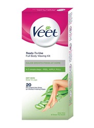 Veet Easy Gelwax Dry Skin Legs & Body Wax Strips, 20 Strips