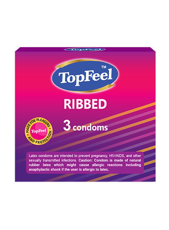 

TopFeel Ribbed Latex Condoms, 3 Pieces