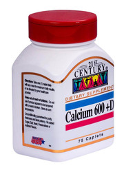 21St Century Calcium 600+D, 75 Caplets