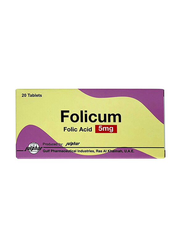 

Julphar Folicum Tablet, 5mg, 20 Tablets