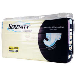 Serenity Fitted Brief Classic Extra Medium Adult Diaper, 30 Pieces