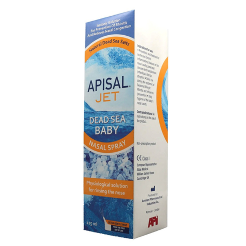 Apisal 125ml Jet Dead Sea Nasal Spray for Babies, Sea Blue