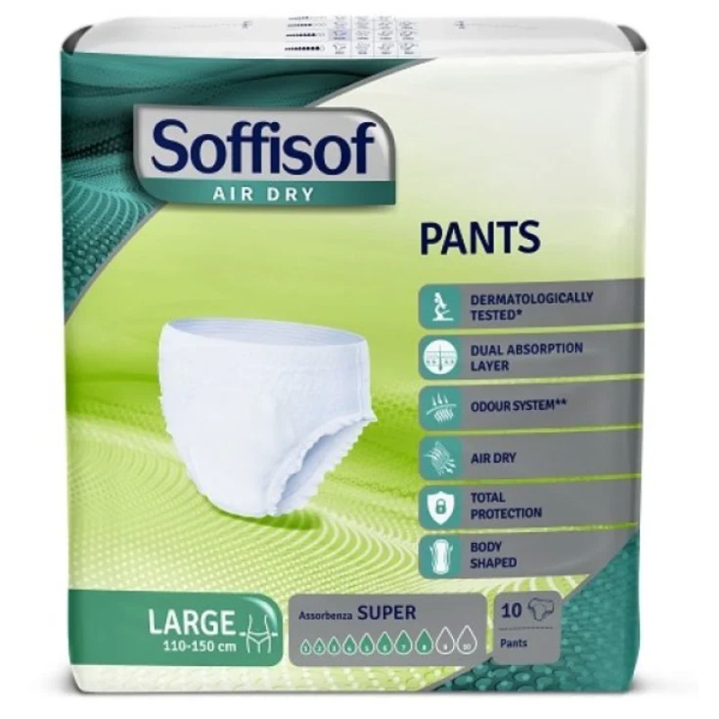 Soffisof Air Dry Pants, 10 Pieces, Large