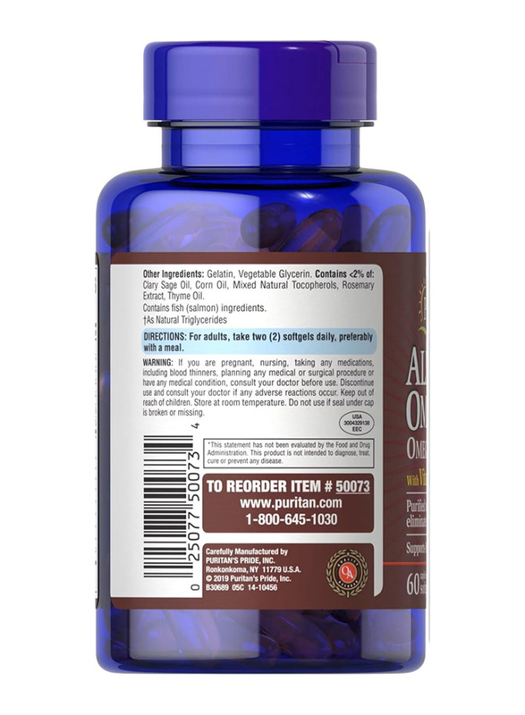 Puritan's Pride All in One Omega 3, 5, 6, 7 and 9 with Vitamin D3, 60 Softgels