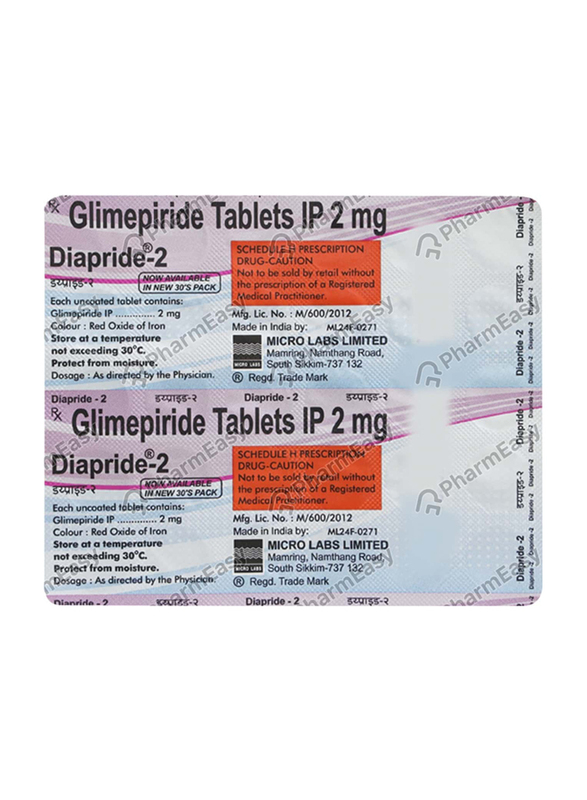 Dar Al Dawa Diapride Tablet, 2Mg, 30 Tablets