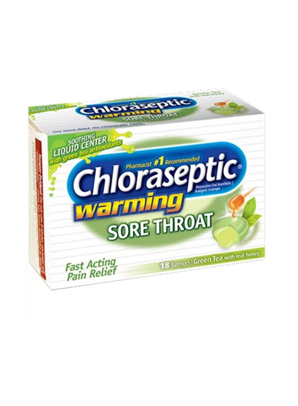 

Chloraseptic Warming Green Tea Sore Throat Lozenges, 18 Lozenges