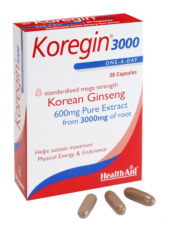 

Healthaid Koregin 3000 Korean Ginseng Supplement, 600mg, 30 Capsules