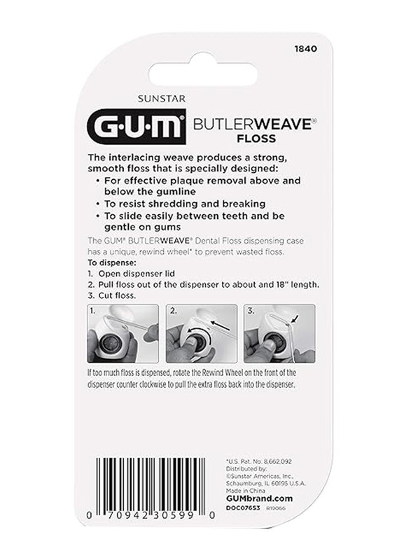 Sunstar GUM Butlerweave Floss Mint Waxed, 1 Piece