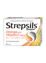 Strepsils Orange with Vitamin C Lozenges, 24 Lozenges