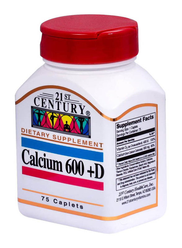 21St Century Calcium 600+D, 75 Caplets