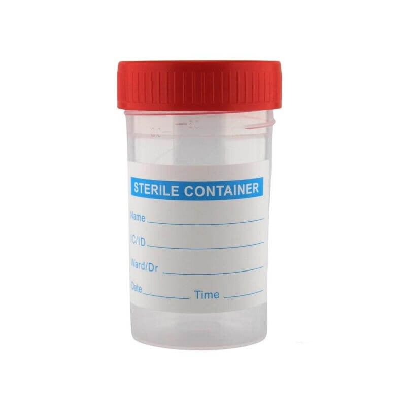 

Generic Specimen Container Sterile Screw Cap, 60ml, Clear/Red